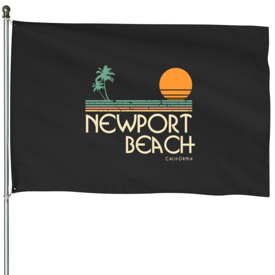 Discover Vintage Newport Beach California Sunset Palms birt House Flags