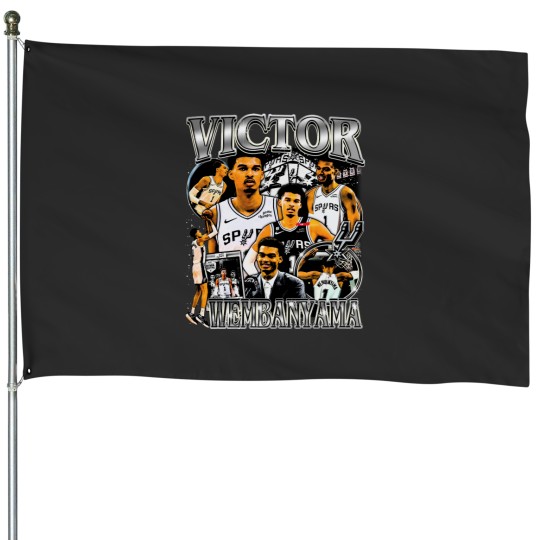 Discover Vintage 90s Graphic Style Victor Wembanyama House Flags