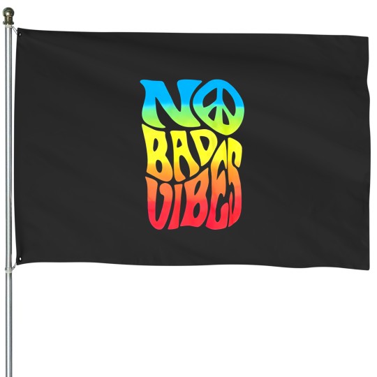 Discover No bad vibes large navy House Flags