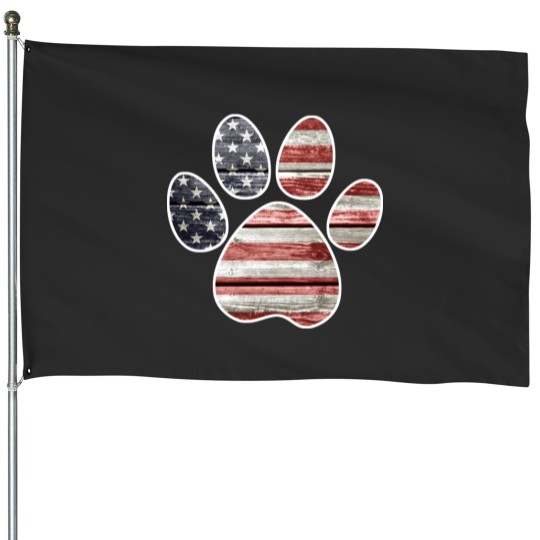 Discover Patriotic Paw Print, American Flag House Flags