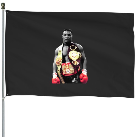 Discover Mike Tyson Boxing Men House Flags Black Cotton House Flags All Sizes S to 5XL