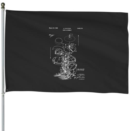 Discover Drummer Gift Idea - Drum Assembly Kit Blueprint - Drummer Gift Idea - House Flags
