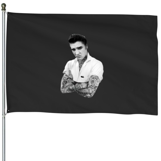 Discover Elvis Presley Tattoo Rockabilly House Flags Black