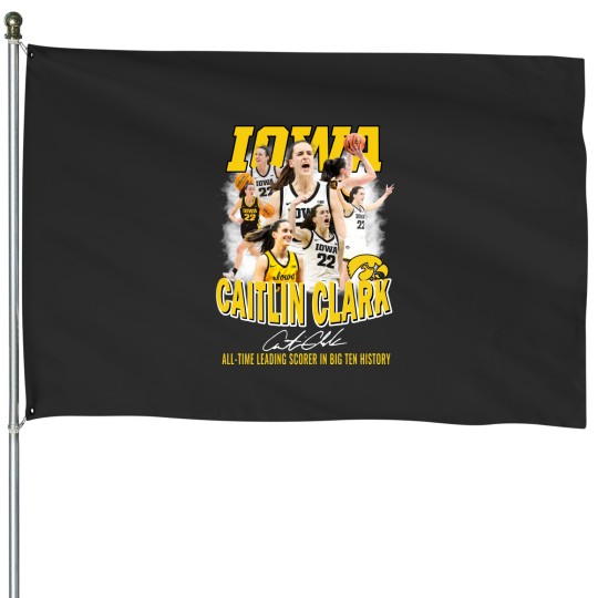 Discover Caitlin Clark All Time Leading Scorer In Big Ten History House Flags, Basketball 2024 Caitlin Clark House Flags