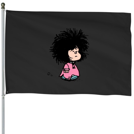 Discover Mafalda with newly-raised disheveled nightgown Quino argentina cartoon House Flags