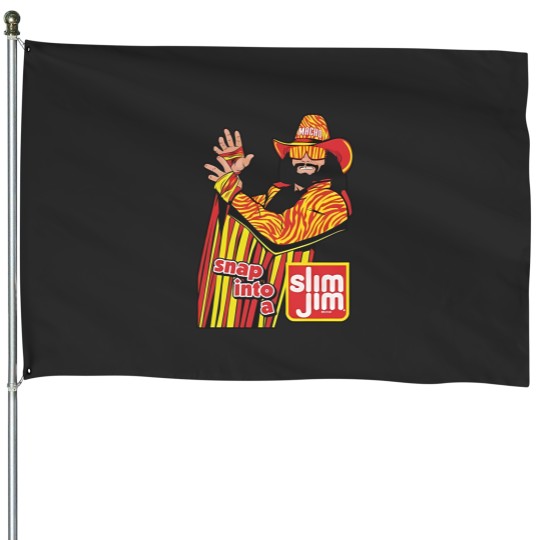 Discover Macho Man Snap in to a Slim Jim House Flags