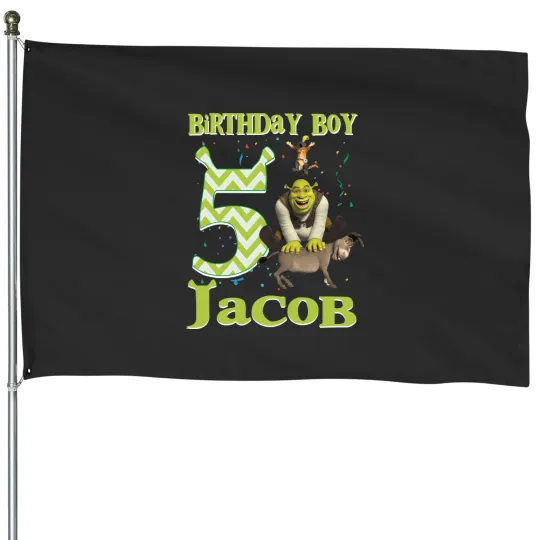 Discover Shrek Birthday House Flags, Green Ogre Cartoon Custom Personalized Boy Girl Birthday House Flags