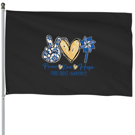 Discover Peace Love Hope House Flags, Child Abuse Awareness House Flags