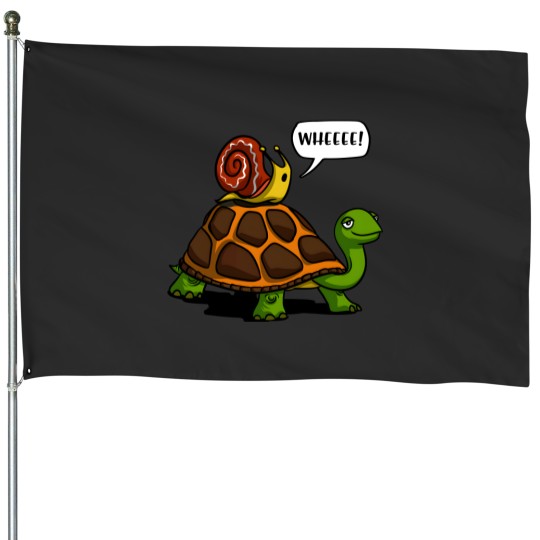 Discover Snail Riding Turtle House Flags