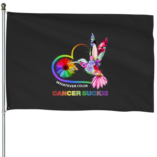 Discover hummingbird whatever color cancer sucks fight cancer ribbons House Flags