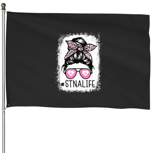 Discover STNA Bleached Messy Hair State Tested Nursing Assi House Flags