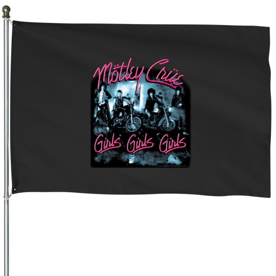 Discover Motley Crue Girls Girls Girls House Flag - Black Design