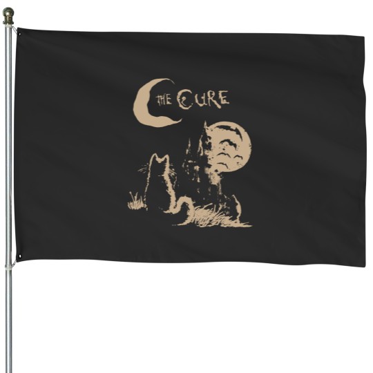 Discover Vintage The Cure Cat Moon House Flags, The Cure Rock Band House Flags, The Cure Merch, The Cure Album House Flags, The Cure Gift For Men