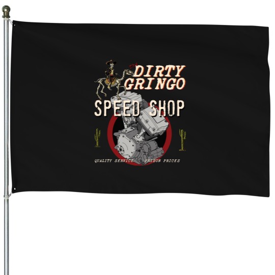 Discover TheGringo Speed Shop Rat Rod y Twin Cam Motorcycle House Flags