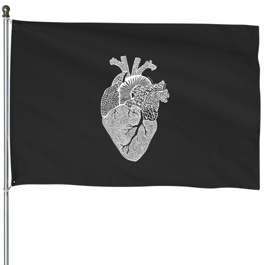 Discover Heart - White Print House Flags