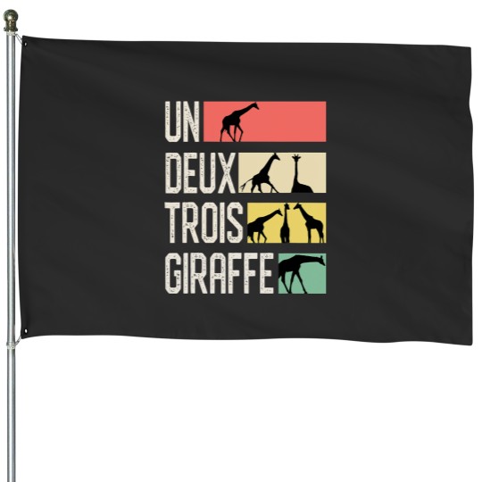 Discover Un Deux Troix Giraffe French Animal House Flags