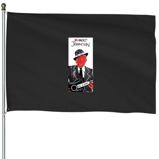 Discover Robert Johnson Blues Folk Art House Flags