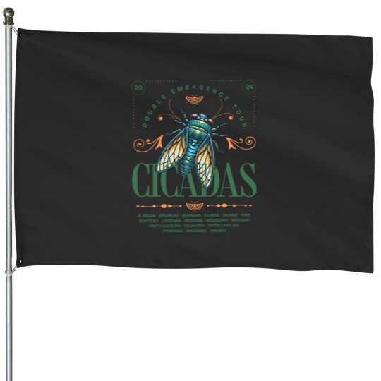 Discover Cicada 2024 Summer Tour  House Flags, Funny Double Emergence Unisex Cicada House Flags