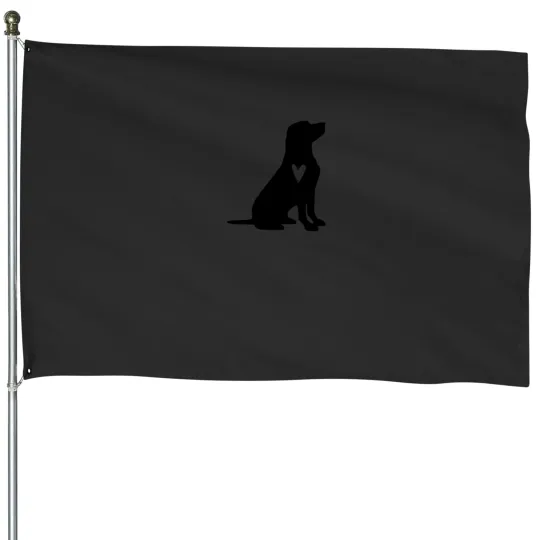Discover Labrador Retriever Black Silhouette Heart Love Dog Cute House Flags