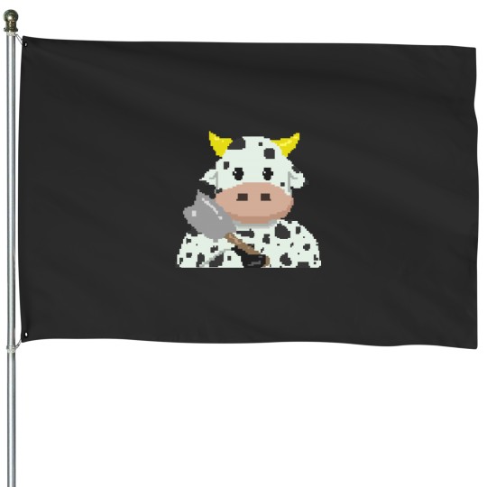 Discover Pixel Cow Chop House Flags