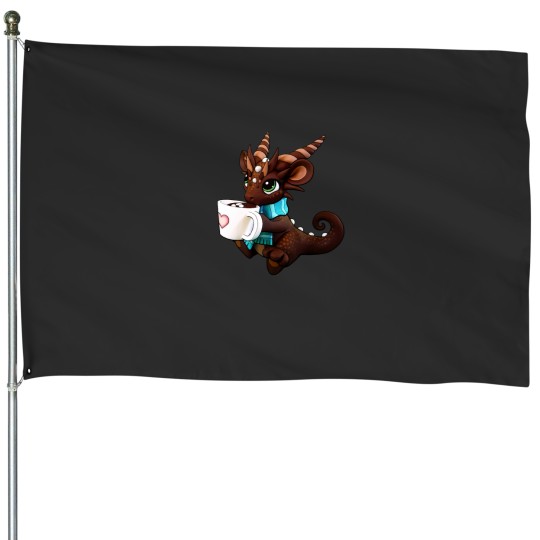 Discover Hot Cocoa Dragon House Flags