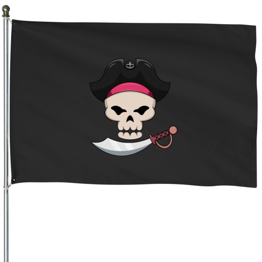 Discover pirate skull withsword House Flags
