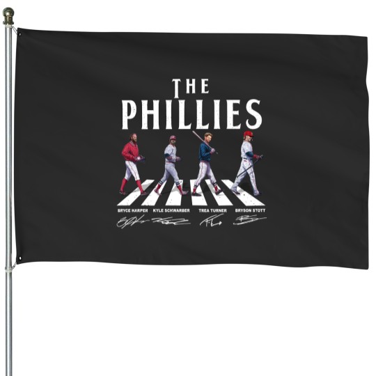 Discover Phillies Walking Abbey Road Signatures Baseball 2023 Signatures House Flags