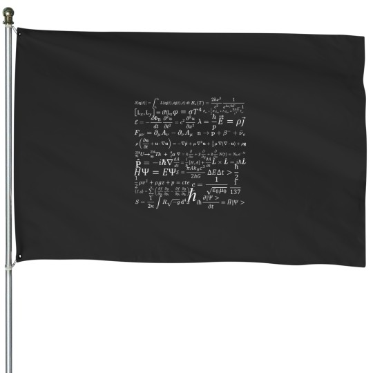 Discover Physics equations and formulas dark version House Flags