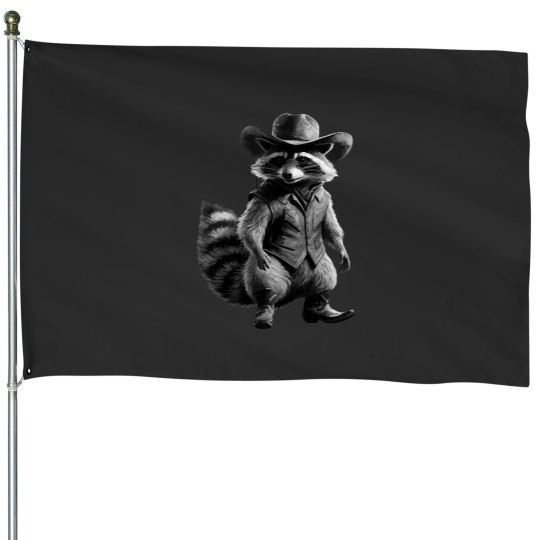 Discover Raccoon Cowboy Raccoon Cowboy  Western Country House Flags
