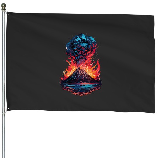 Discover Explosion volcano eruption House Flags