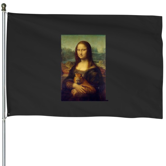 Discover mona lisa Capybaras House Flags