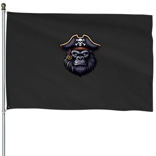 Discover Majestic Gorilla Face Pirate Look House Flags