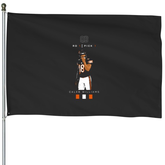 Discover Caleb Williams QB Bears 18 Round 1 Pick 1 Graphic Art House Flags