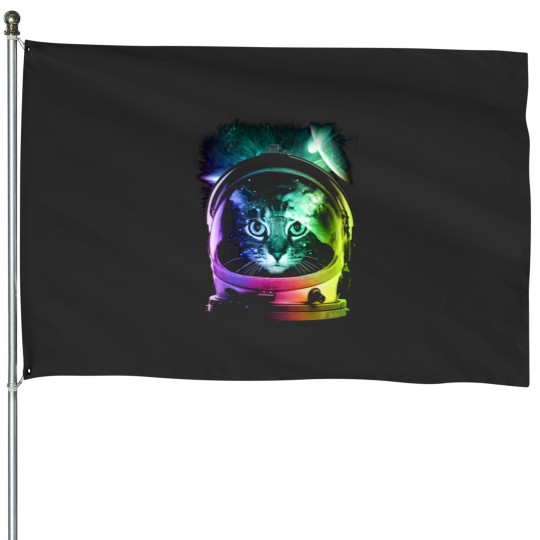 Discover Astronaut Cat V.II House Flags