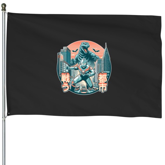 Discover Ultraman Vs Godzillá - Warzone 6 T-Shirt House Flags