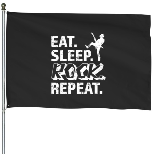 Discover Eat Sleep Rock Repeat Metal Music Rocker Headbanger House Flags