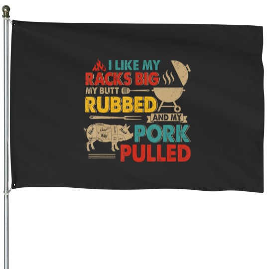 Discover BBQ Lover House Flag - I Like My Racks Big