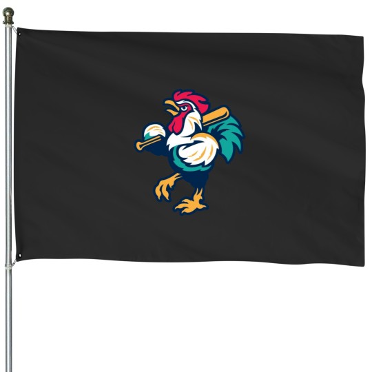 Discover Rooster Mascot House Flags