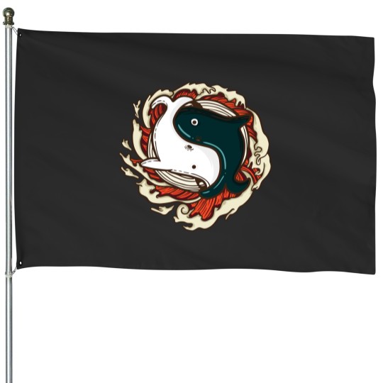 Discover Ying Yang Whales Animal Yin Yang House Flags