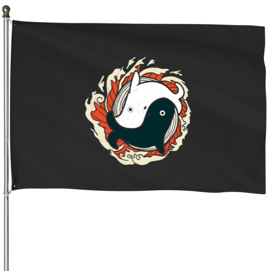 Discover Yin Yang Whales Animal House Flags
