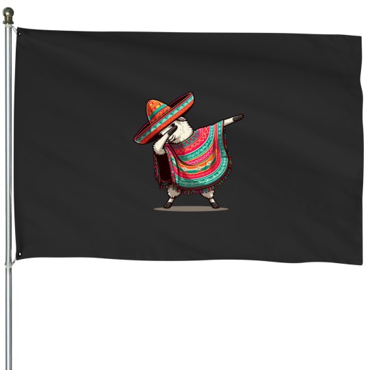 Discover Funny Dabbings Mexican Llama Poncho 2024 Cinco De Mayo Party Gift For Mexicans 05 05 2024 Cla House Flags