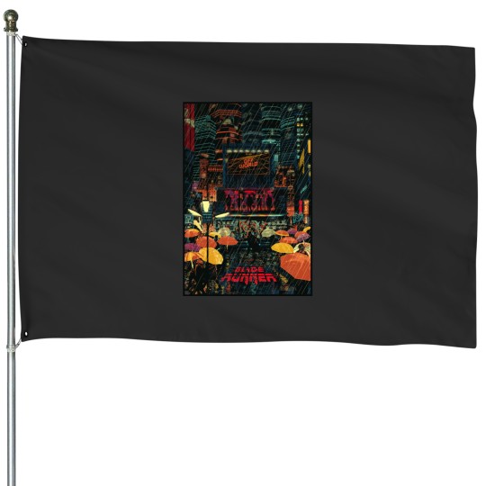 Discover Blade Runners Off World Rain City House Flags