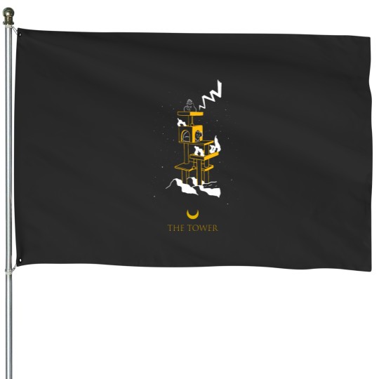 Discover The Tower Tarot Cats House Flags