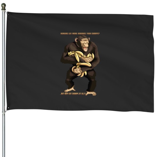 Discover Chimp Monkey Lovers Chimpanzee Funny Bananas Dad Joke Gift House Flags
