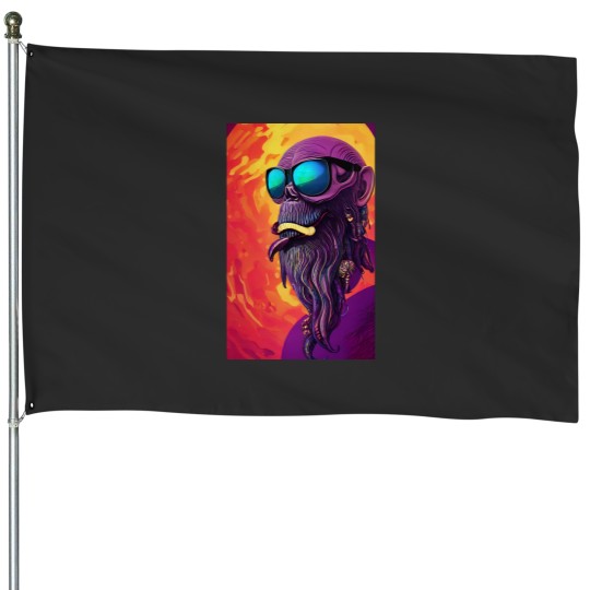 Discover crazys monkey psychedelics House Flags