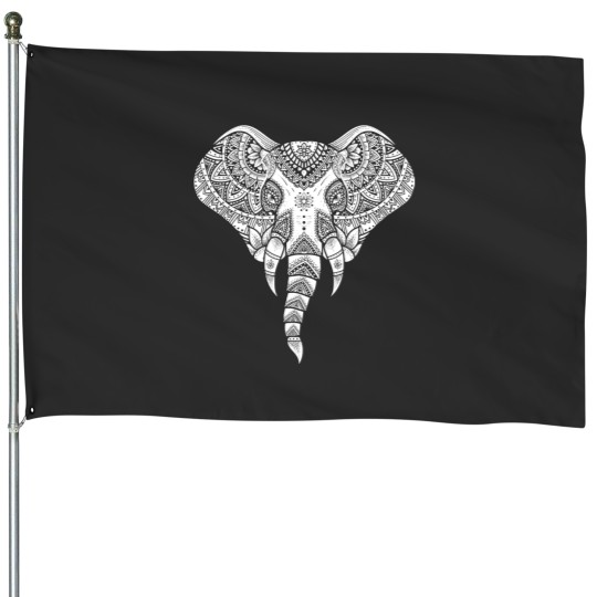 Discover Elephant Mandala Yoga Ornate Elephant House Flags