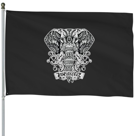 Discover Elephant Mandala Pattern Be Strong House Flags