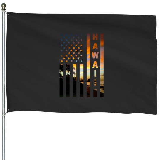 Discover Hawaii Sunset American Flag Honolulu Hawaiian Island House Flags