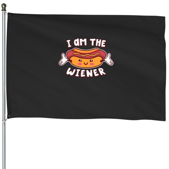 Discover I Am The Wiener Funny Kawaii Hotdog Lover House Flags
