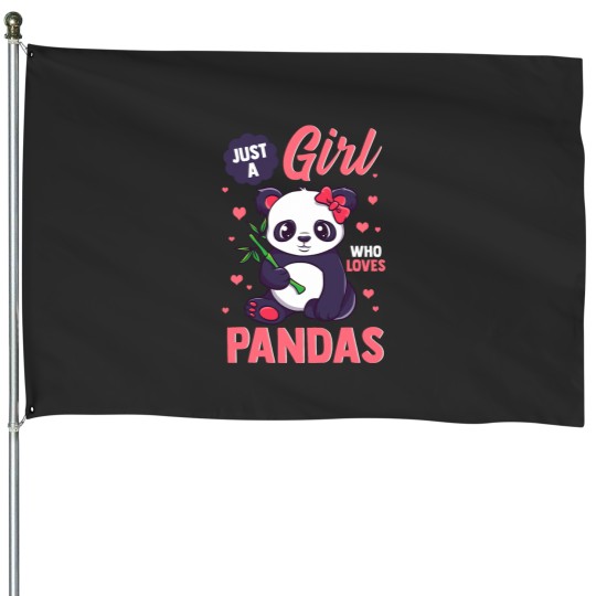 Discover Panda Shirt For Girls Cute Gift Just A Girl Who Loves Pandas House Flags